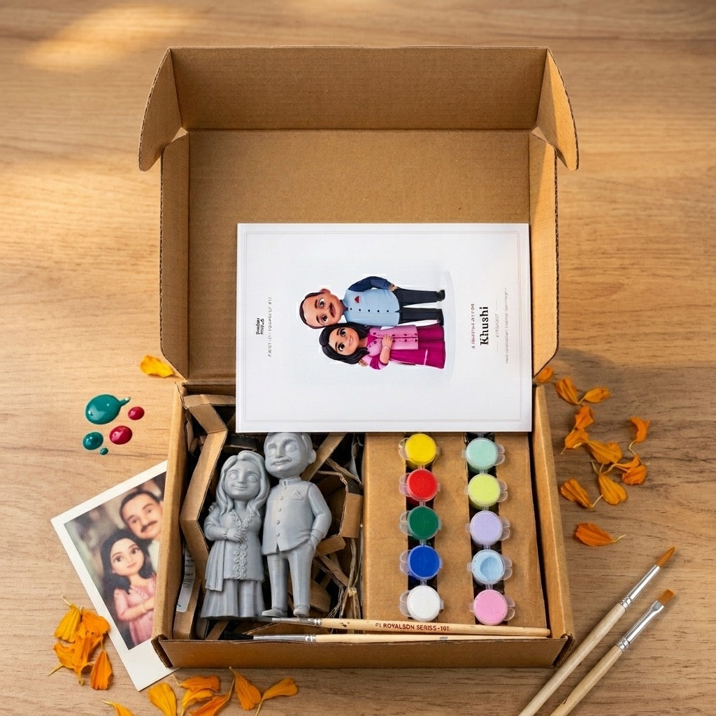 Bombay Print Lab figurine kit: figurine, numbered paint pots and painting guide