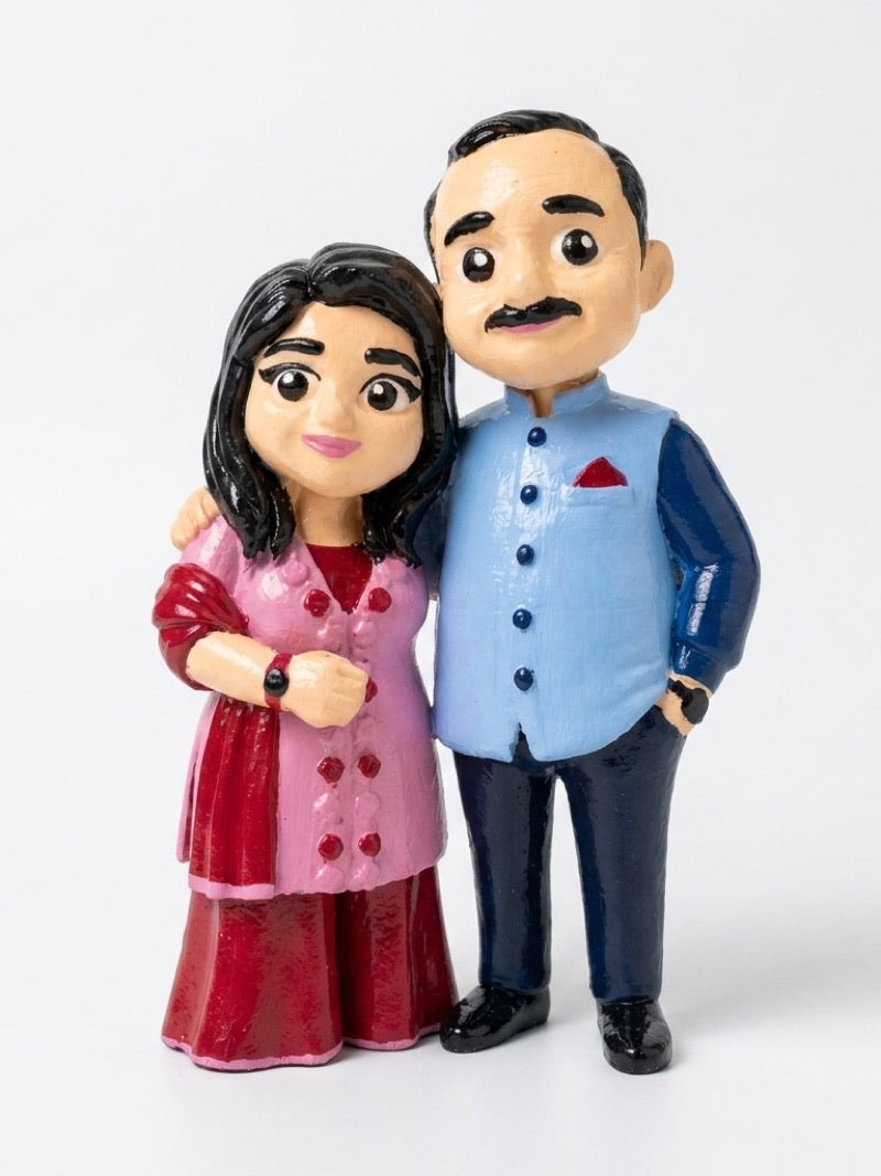 A hand-painted custom couple figurine
